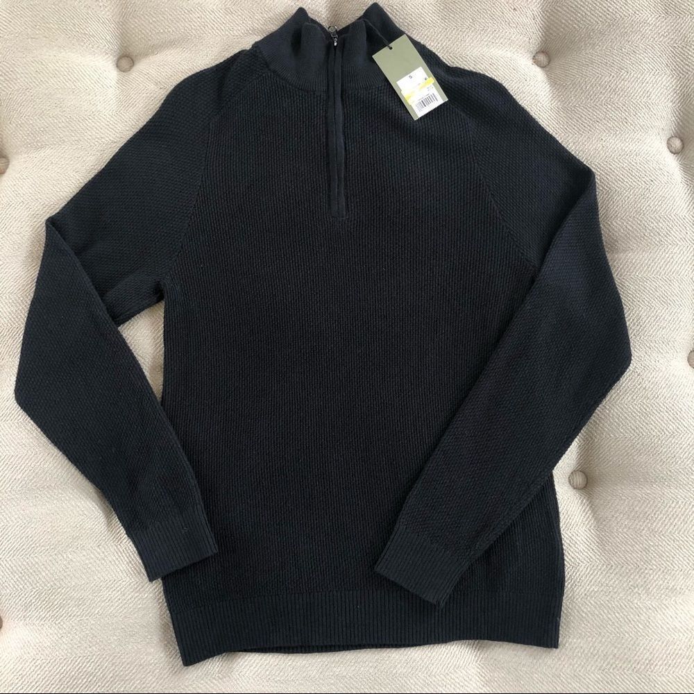 NWT Goodfellow & Co Black 1/4 Zip Texture Sweater S
